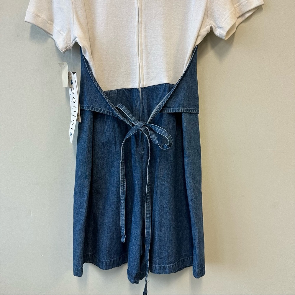 Quirky Vintage Denim Romper with White Top and Tie Back Vest - Picture 8 of 11
